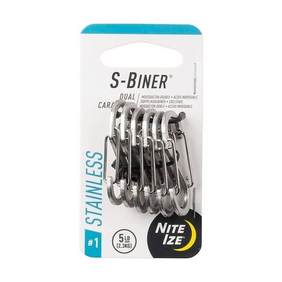Nite Ize SB1-11-6R3 S-Biner Dual Carabiner, Size #1, Stainless Steel - Picture 1 of 7